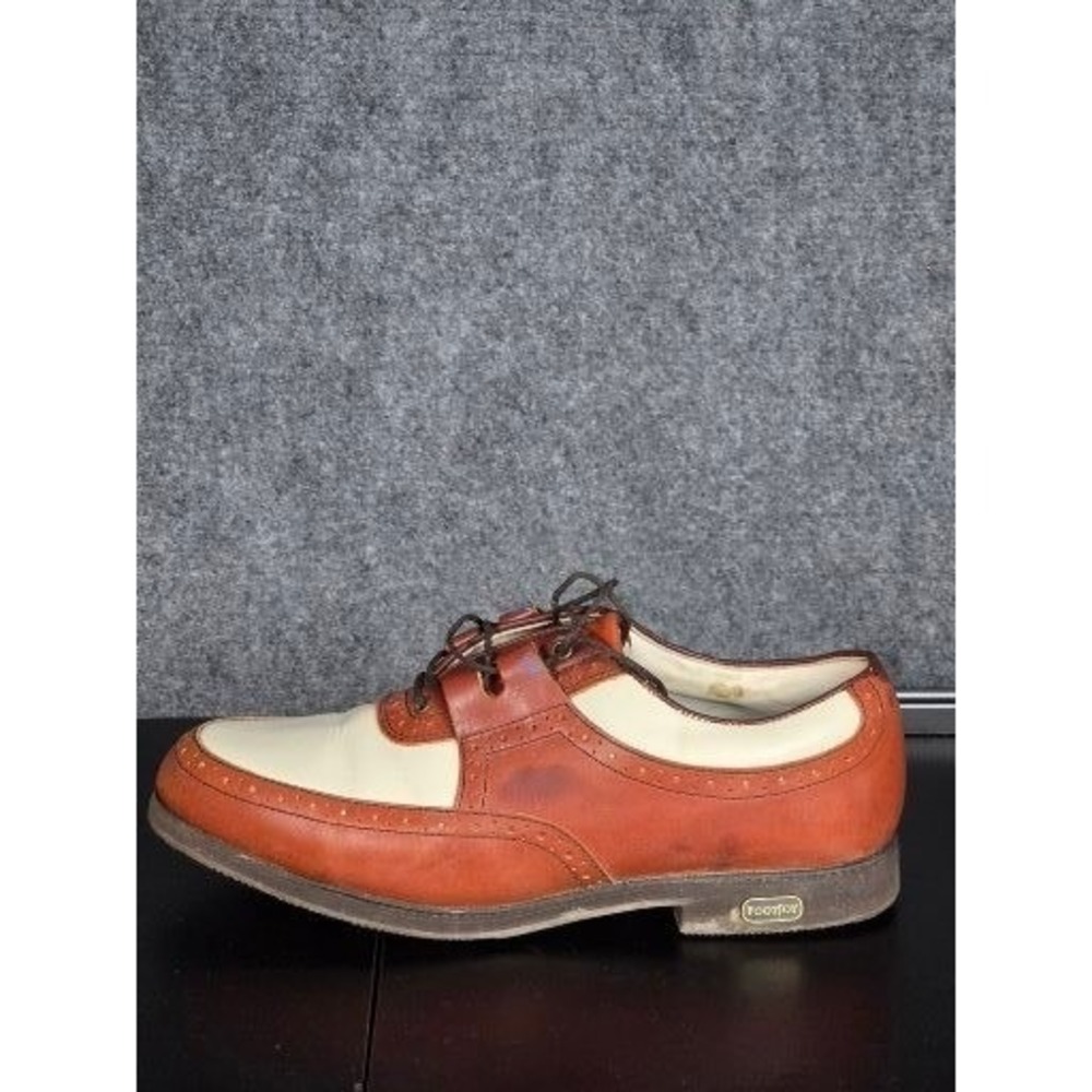 FootJoy Europa Collection‎ Golf Shoes White Tan Leather Spiked Womens Size 6.5 M